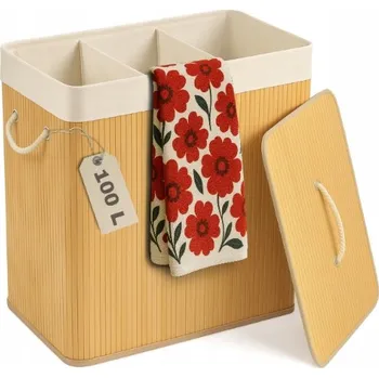 Koš na prádlo Volně stojící koš na prádlo MORE&DECO 100 l béžový, hnědý