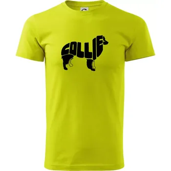 Pánské tričko Border kolie písmo v těle - Klasické pánské triko vyšší gramáže - M ( Limetková )