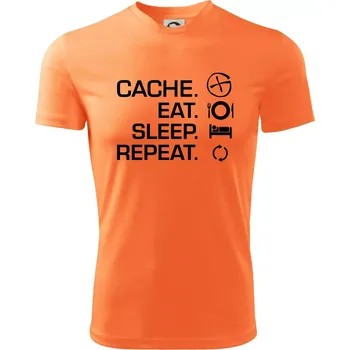 Eat sleep repeat Cache - Dětské triko sportovní (dresovina) - 146 cm/10 let ( Neon mandarine )