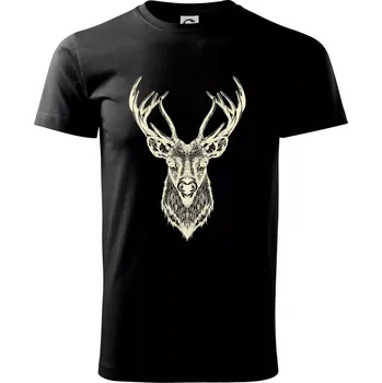 Pánské tričko Jelen kresba - Triko extra velké (5-8XL) - 8XL ( Černá )