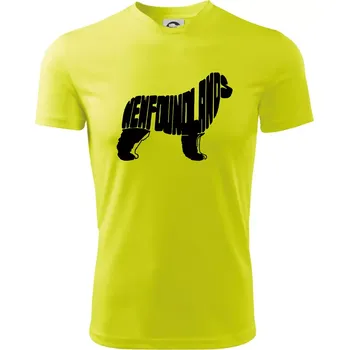 Chlapecké tričko Novofundlandský pes - nápis v tělě - Dětské triko sportovní (dresovina) - 146 cm/10 let ( Neonově žlutá )