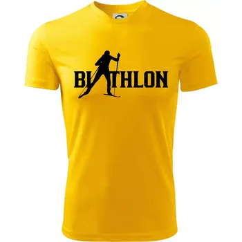 Biathlon nápis - Dětské triko sportovní (dresovina) - 122 cm/6 let ( Žlutá )