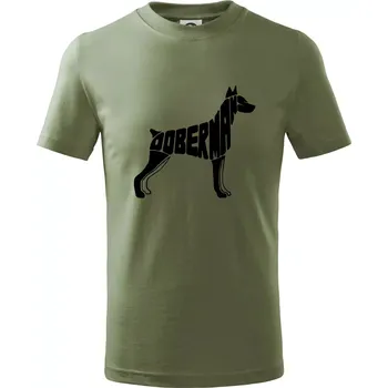 Chlapecké oblečení Dobrmans - nápis v tělě - Tričko dětské bavlněné - 104-110cm / 3-4 roky ( Khaki )