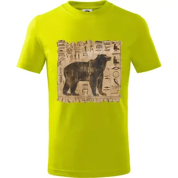 Chlapecké tričko Egyptské hieroglyfy medvěd - Tričko dětské bavlněné - 98 cm / 2 roky ( Limetková )