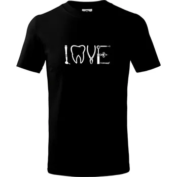 Love zubař - Tričko dětské bavlněné - 98 cm / 2 roky ( Černá )