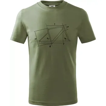 Cyclo nákres - Tričko dětské bavlněné - 98 cm / 2 roky ( Khaki )