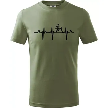 EKG běžecký pás - Tričko dětské bavlněné - 134 cm/8 let ( Khaki )