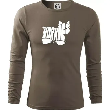 Pánské tričko Jorkšírský teriér - Yorkie - Nápis v těle - Triko s dlouhým rukávem FIT-T long sleeve - XL ( Army )