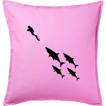 Polštář Potápěč žraloci - Polštář 50x50 - 50x50 - Pouze potah ( Růžová )
