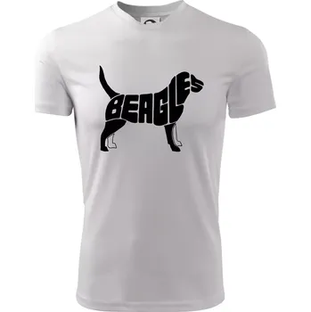 Chlapecké tričko Bígl - nápis v těle - Dětské triko sportovní (dresovina) - 146 cm/10 let ( Bílá )