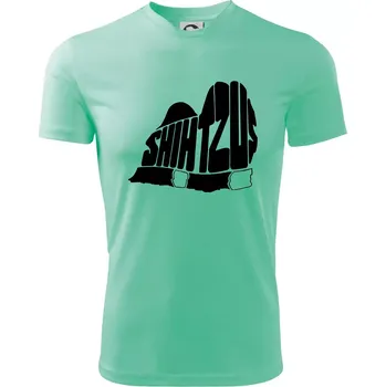 Shih-tzu - nápis v těle - Dětské triko sportovní (dresovina) - 158 cm/12 let ( Mátová )