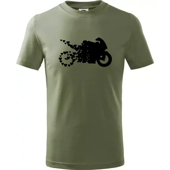 Moto love - Tričko dětské bavlněné - 98 cm / 2 roky ( Khaki )
