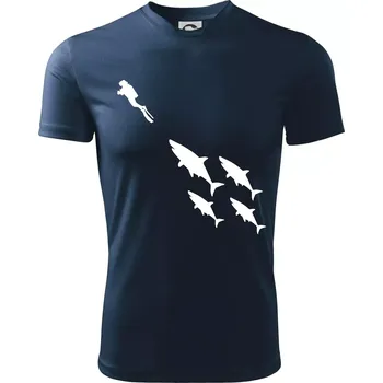 Potápěč žraloci - Dětské triko sportovní (dresovina) - 158 cm/12 let ( Námořní modrá (velmi tmavá - téměř černá) )