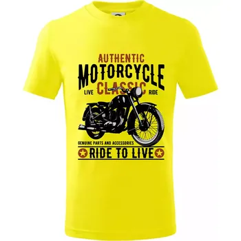 Chlapecké tričko Authentic classic ride to live - Tričko dětské bavlněné - 98 cm / 2 roky ( Citrónová )