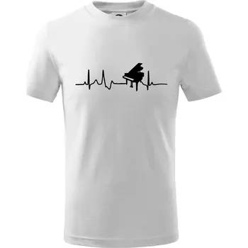 Chlapecké tričko Piano ekg - křídlo - Tričko dětské bavlněné - 98 cm / 2 roky ( Bílá )