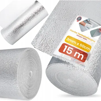 Tepelná izolace TEPELNÁ ODRAZIVÁ FÓLIE ZA RADIÁTOR, HLINÍKOVÁ ROHOŽ, IZOLAČNÍ PĚNA 15 m