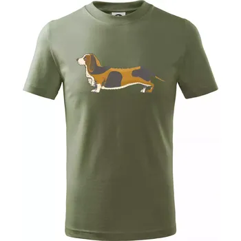 Chlapecké tričko Vintage basset - Tričko dětské bavlněné - 98 cm / 2 roky ( Khaki )