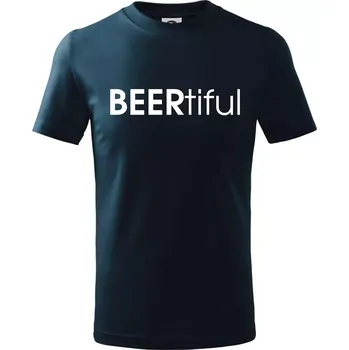 Pivní nápisy BEERtiful - Tričko dětské bavlněné - 98 cm / 2 roky ( Námořní modrá (velmi tmavá - téměř černá) )