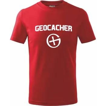 Geocacher point - Tričko dětské bavlněné - 98 cm / 2 roky ( Červená )