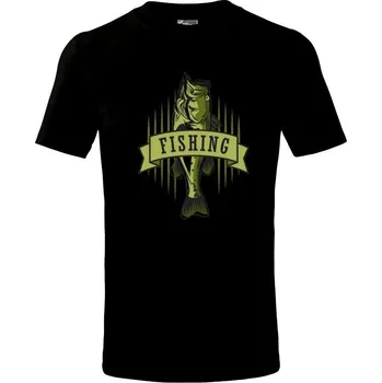 Fishing na výšku - Tričko dětské bavlněné - 98 cm / 2 roky ( Černá )