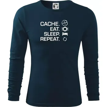Pánské oblečení Eat sleep repeat Cache - Triko s dlouhým rukávem FIT-T long sleeve - M ( Námořní modrá (velmi tmavá - téměř černá) )