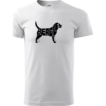 Pánské tričko Bígl - nápis v těle - Triko extra velké (5-8XL) - 6XL ( Bílá )