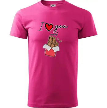 Pánská móda I love you and chocolate - Klasické pánské triko vyšší gramáže - XL ( Purpurová )