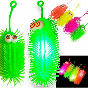 Hračka pro nejmenší HRAČKA ANTISTRESOVÁ SILIKONOVÁ MAČKACÍ HRAČKA HOUSENKA SVÍTÍCÍ LED SENZORICKÁ