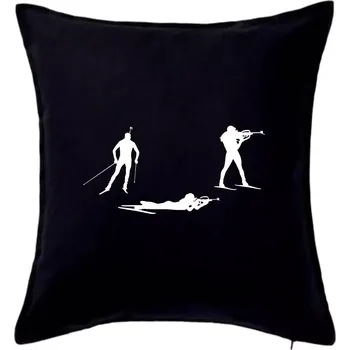 Polštář Biatlonistka závod - Polštář 50x50 - 50x50 - Pouze potah ( Černá )