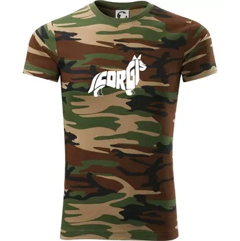 Pánské tričko Corgi - nápis v těle - Army CAMOUFLAGE - 3XL ( Hnědý maskáč )