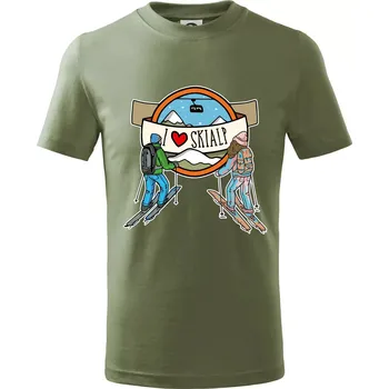 Chlapecké oblečení I love skialp - Tričko dětské bavlněné - 158 cm/12 let ( Khaki )