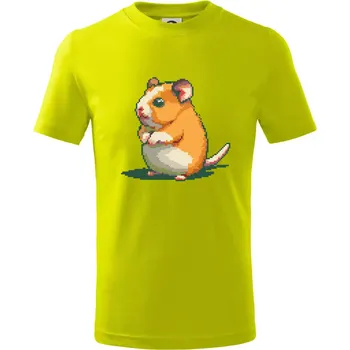 Chlapecké tričko Křeček pixel - Tričko dětské bavlněné - 98 cm / 2 roky ( Limetková )