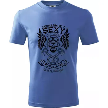 Chlapecké tričko Nesnáším být sexy - motorkář - Tričko dětské bavlněné - 98 cm / 2 roky ( Azurově modrá )