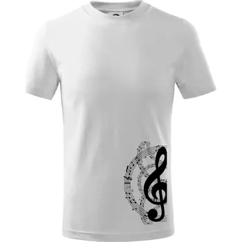 Chlapecké tričko Houslový klíč a noty - Tričko dětské bavlněné - 98 cm / 2 roky ( Bílá )