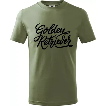 Golden retriever - nápis okrasný - Tričko dětské bavlněné - 98 cm / 2 roky ( Khaki )