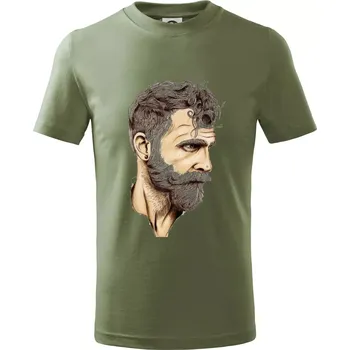 Chlapecké oblečení Mustache man - Tričko dětské bavlněné - 98 cm / 2 roky ( Khaki )