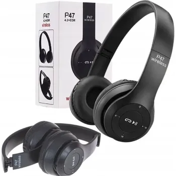 Sluchátka ČERNÁ Bezdrátová Sluchátka Přes Uši Bluetooth 5.0 Silná Baterie