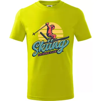 Chlapecké tričko Skiing winter extreme cup - Tričko dětské bavlněné - 98 cm / 2 roky ( Limetková )