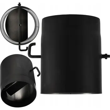 Kouřovod KOMÍNOVÁ KLAPKA Ø 200 mm, 25 cm, ČERNÁ, SILNÝ PLECH 2 mm, PRO KAMNA / KOTEL