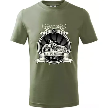 Chlapecké oblečení Nejlepší motorkář na světě - Tričko dětské bavlněné - 98 cm / 2 roky ( Khaki )