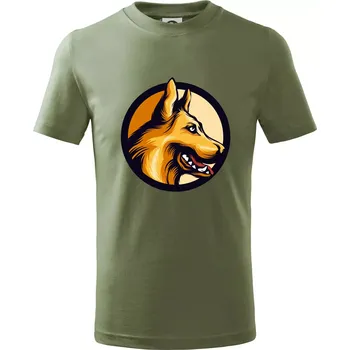 Německý ovčák - v kruhu - Tričko dětské bavlněné - 98 cm / 2 roky ( Khaki )