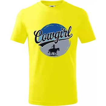 Cowgirl modrý pruh - Tričko dětské bavlněné - 98 cm / 2 roky ( Citrónová )