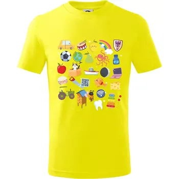 Chlapecké tričko Obrázková abeceda - Tričko dětské bavlněné - 98 cm / 2 roky ( Citrónová )