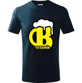 Pivo vitamín B - Tričko dětské bavlněné - 98 cm / 2 roky ( Námořní modrá (velmi tmavá - téměř černá) )