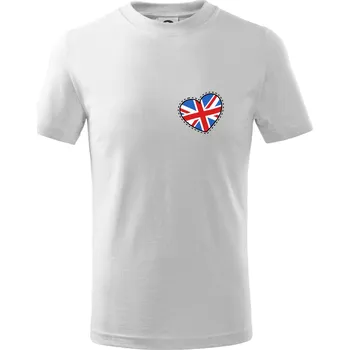 Británie srdce prso - Tričko dětské bavlněné - 98 cm / 2 roky ( Bílá )