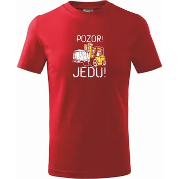 Chlapecké tričko Pozor jedu ještěrka - Tričko dětské bavlněné - 98 cm / 2 roky ( Červená )