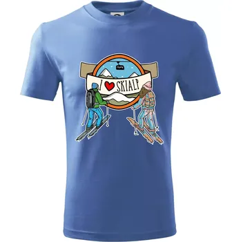 I love skialp - Tričko dětské bavlněné - 98 cm / 2 roky ( Azurově modrá )