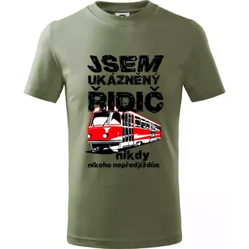 Chlapecké tričko Jsem ukázněný řidič - tramvaj - Tričko dětské bavlněné - 98 cm / 2 roky ( Khaki )