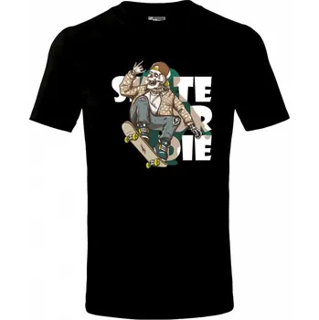 Chlapecké tričko Skull riding skateboard - Tričko dětské bavlněné - 98 cm / 2 roky ( Černá )