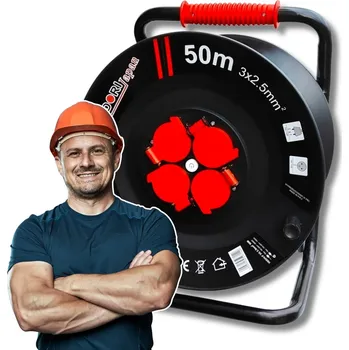 Napájecí kabel Prodlužovací Kabel bubnový, zahradní Midori Japan 50 m 4 ks černý